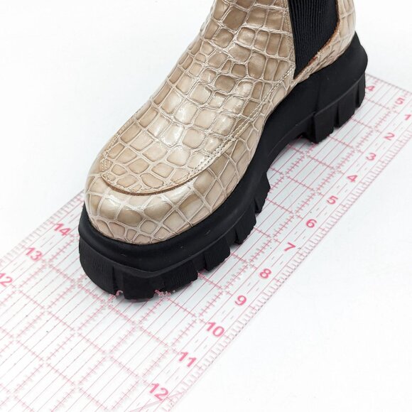 Topshop Women Alpha Patent Leather Croc Print Chelsea Platform Boots 7US EUR38 - Picture 5 of 11